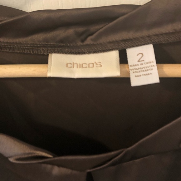 CHICOS dark brown short sleeve top size 12 - Picture 3 of 8